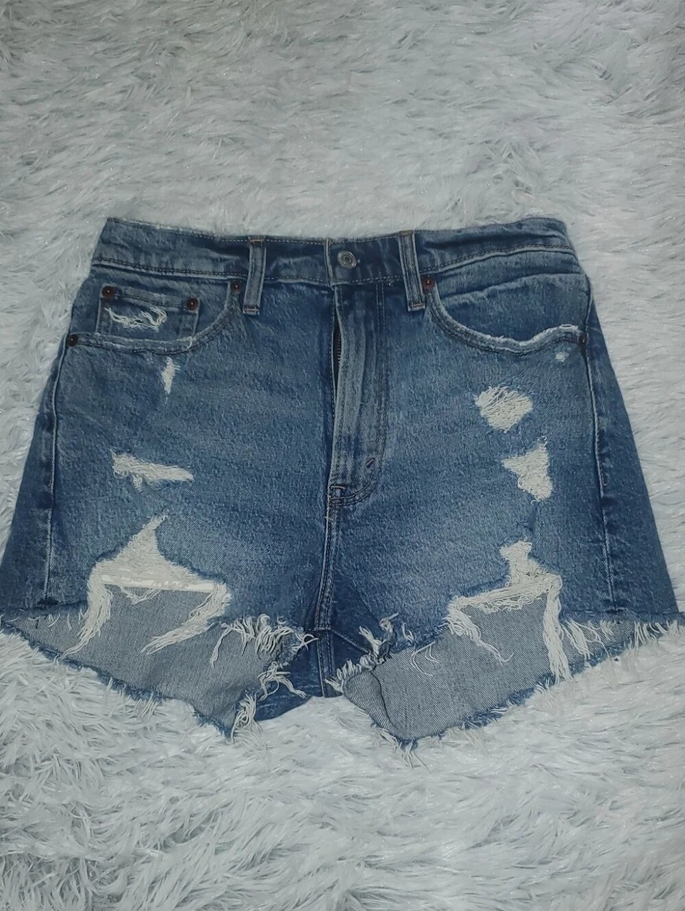 **Abercrombie & Fitch Curve Love Mom Shorts Women’s 27/4 High Rise Distressed**